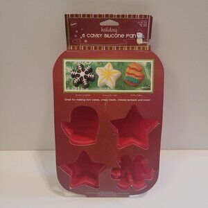 Wilton Christmas Holiday 6‎ Cavity Silicone Pan For Mini Cakes Treats Cupcakes